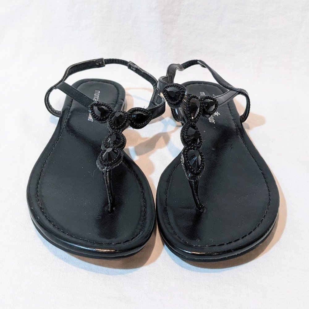Montego Bay Club Jeweled Black Sandals Sz 8
